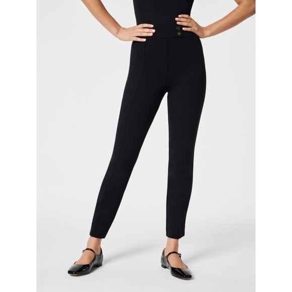 NWT SPANX 20777T Perfect Pant in Black Ponte Tab Ankle Straight L Tall - Picture 7 of 10